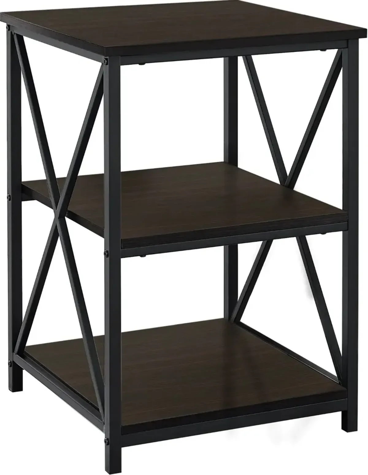 Espresso and Black End Table - X Frame