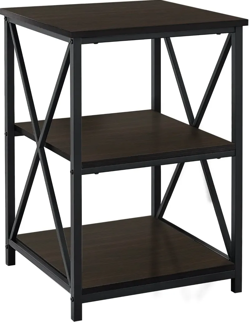 Espresso and Black End Table - X Frame