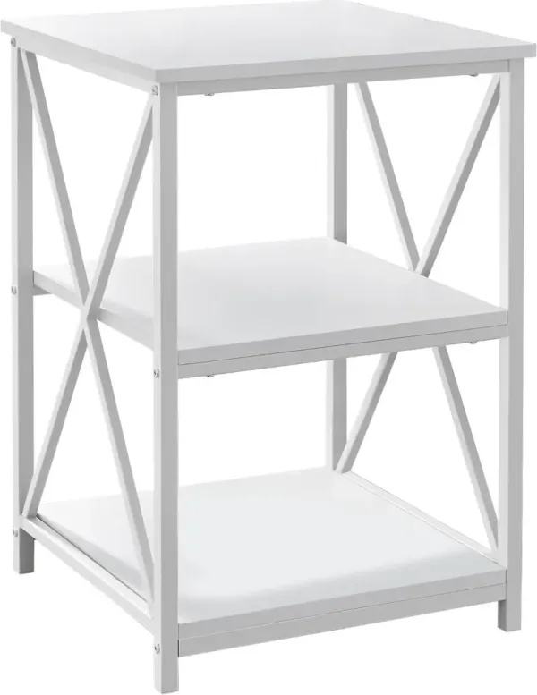 Contemporary White End Table - X Frame