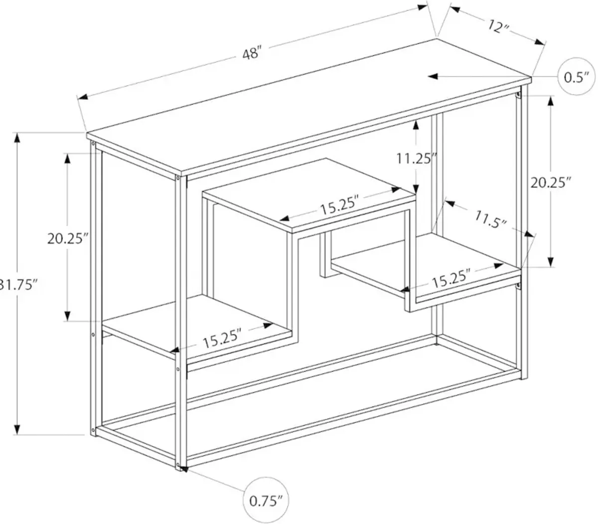 Contemporary Taupe and Black Sofa Table - Luka