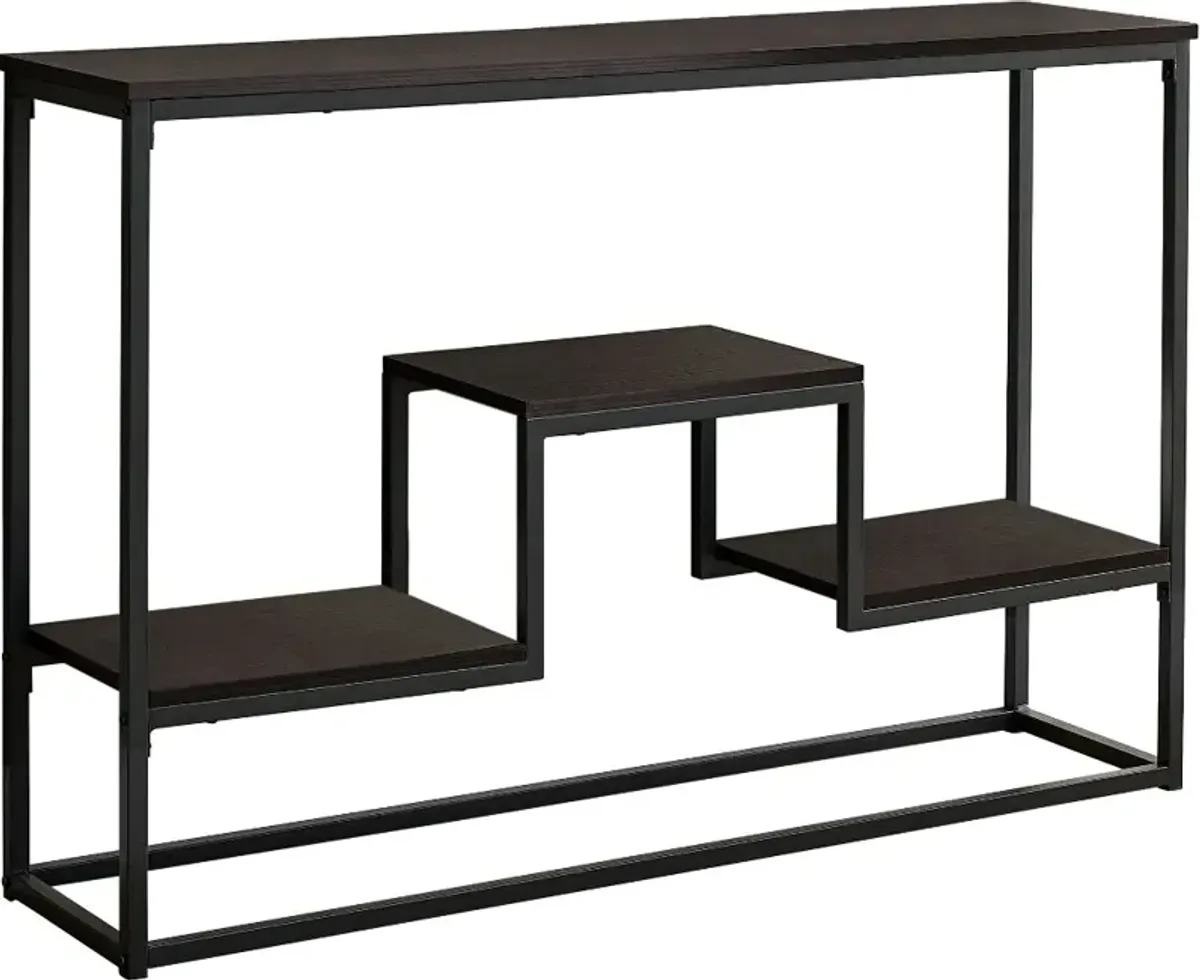 Contemporary Espresso and Black Sofa Table - Luka