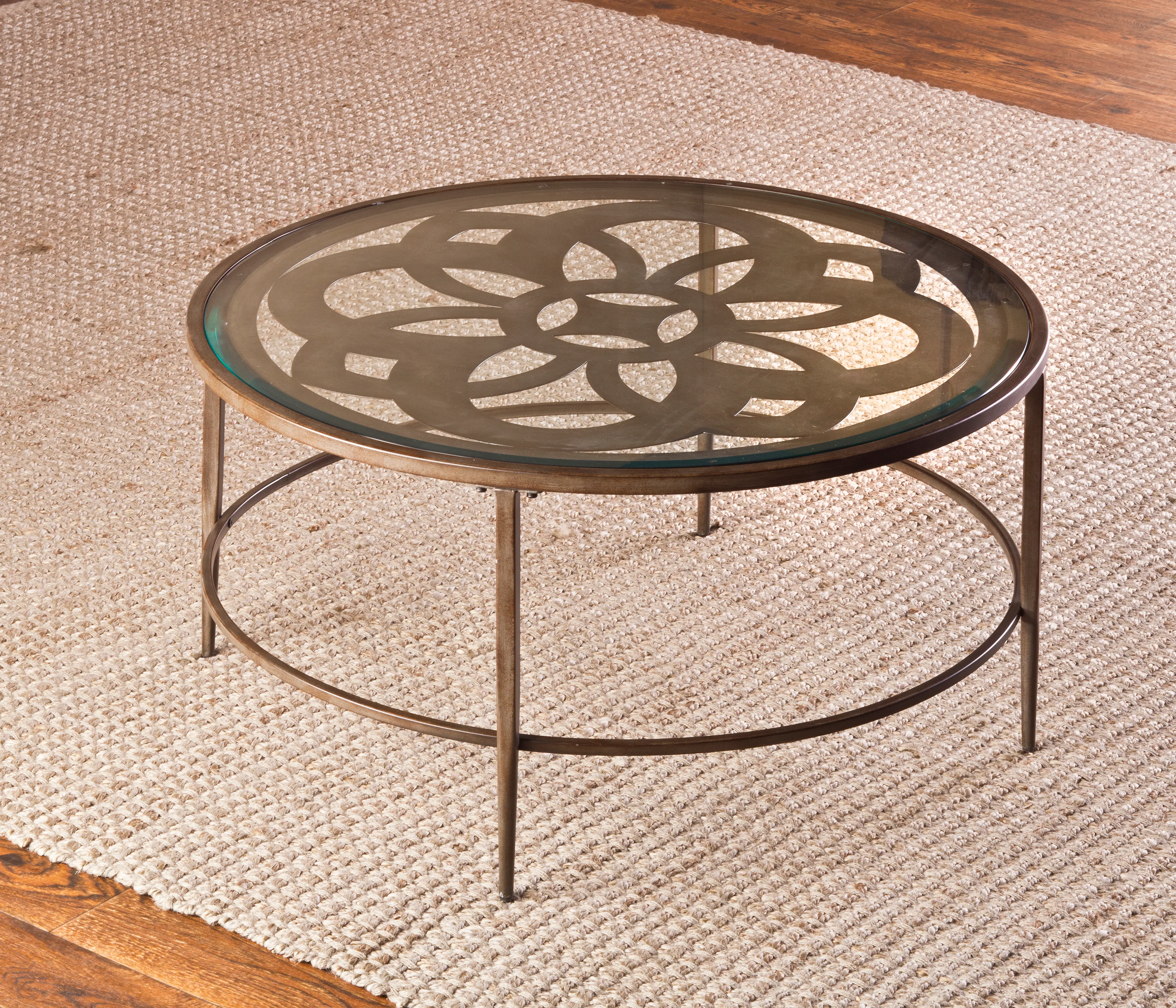 Ornate Glass Coffee Table - Marsala