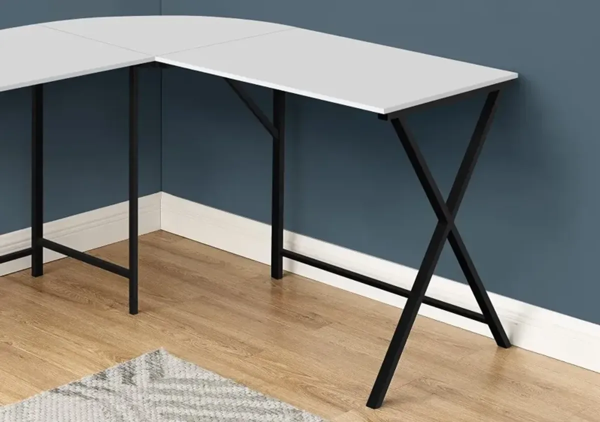 Contemporary White and Black L-Shaped Computer Desk