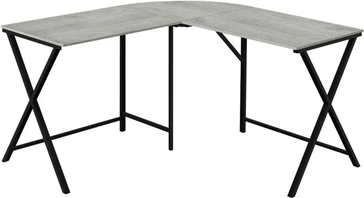 Contemporary Gray and Black L-Shaped Computer Desk
