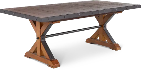 Tana Rustic Brown Trestle Dining Table