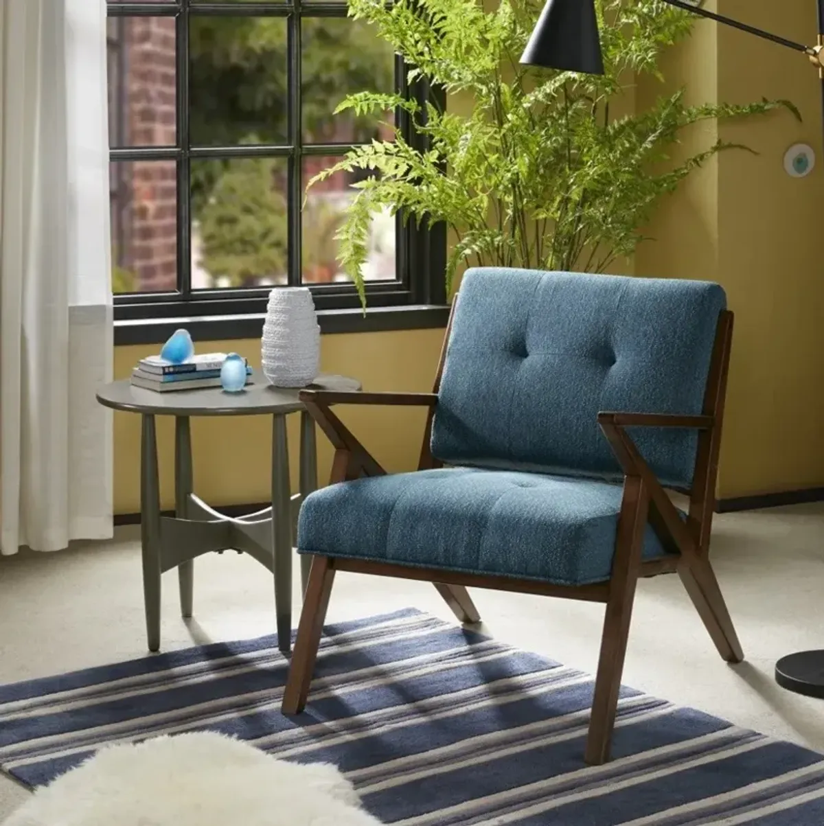 Rocket Mid Century Modern Blue Accent Chair