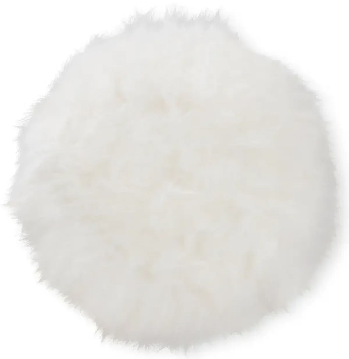 Glam White Faux Fur Upholstered Ottoman with Gold Metal Base