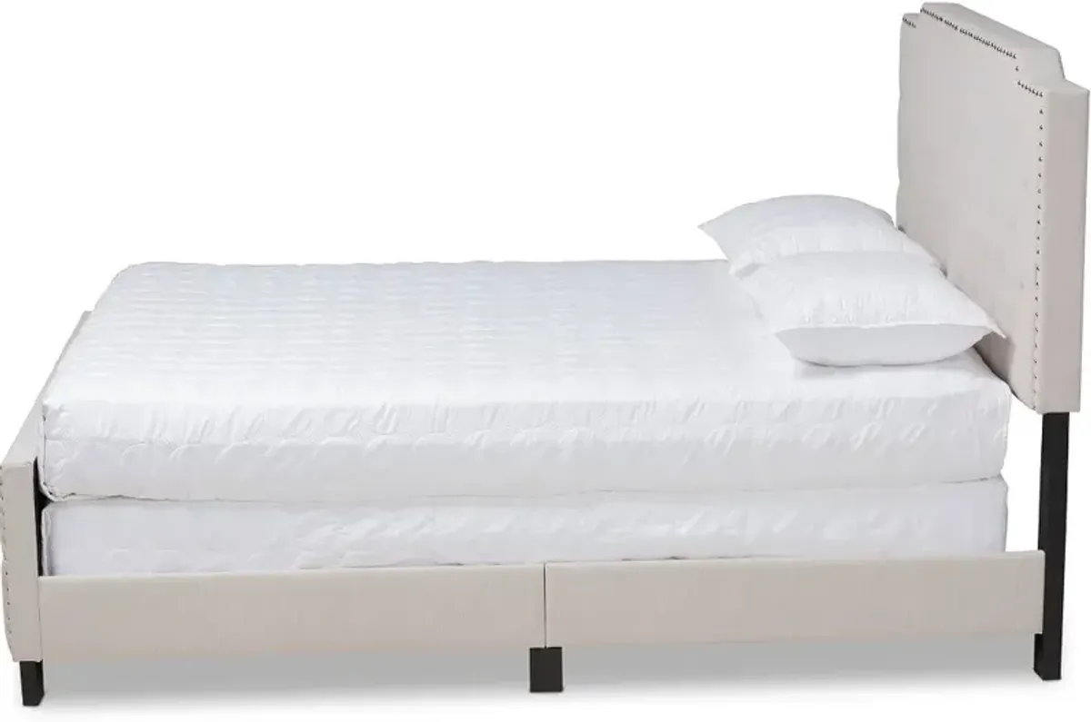 Contemporary Beige Full Upholstered Bed - Katey