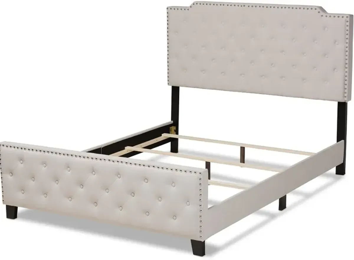 Contemporary Beige Full Upholstered Bed - Katey