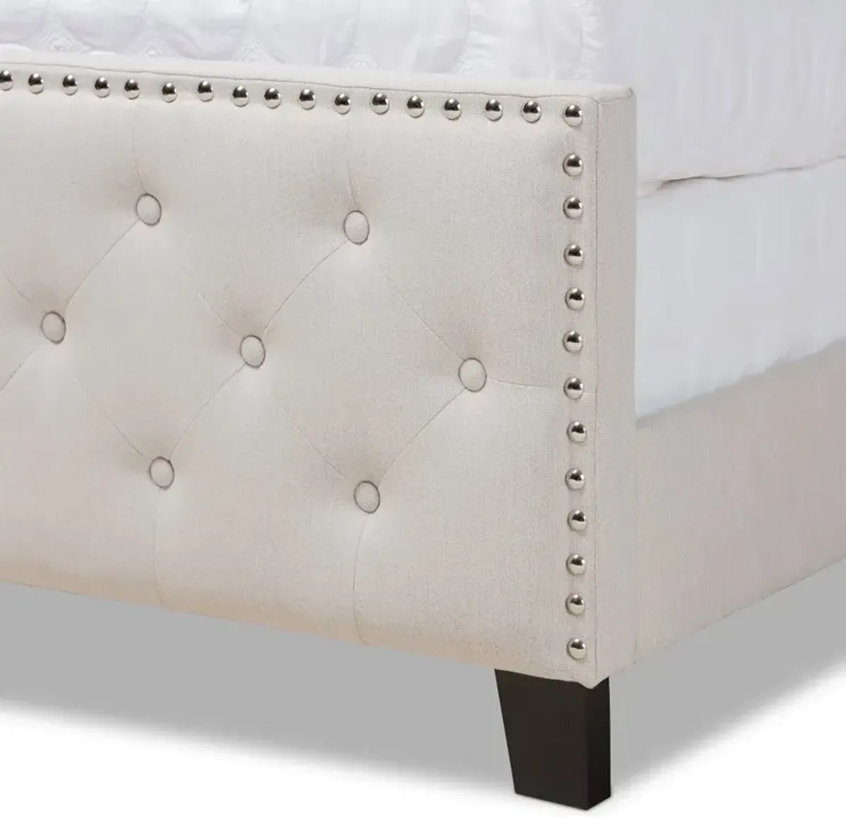 Contemporary Beige Full Upholstered Bed - Katey