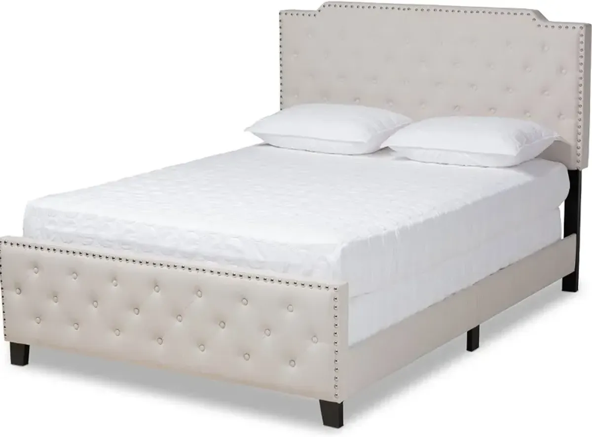 Contemporary Beige Full Upholstered Bed - Katey