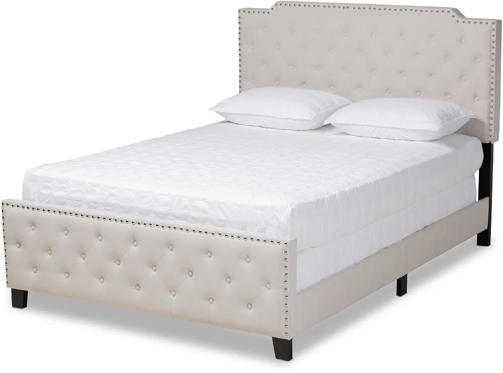 Contemporary Beige Full Upholstered Bed - Katey