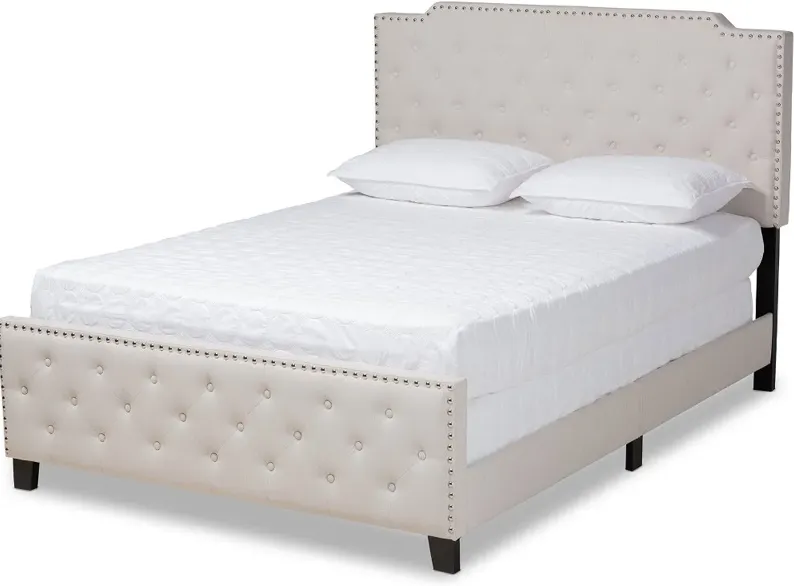 Contemporary Beige King Upholstered Bed - Katey