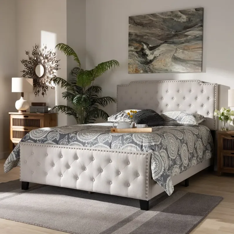 Contemporary Beige King Upholstered Bed - Katey