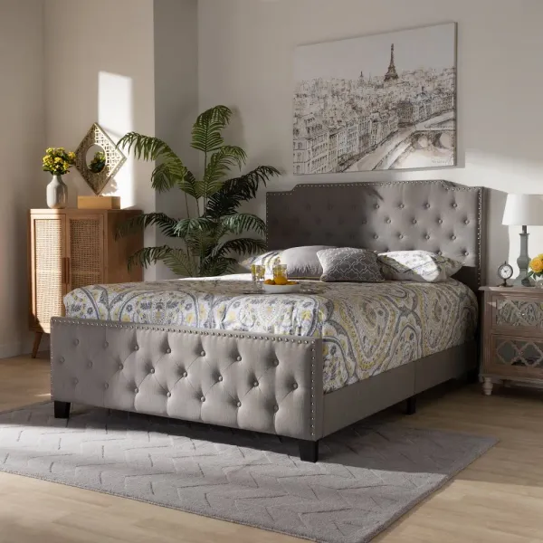 Contemporary Gray Full Upholstered Bed - Katey