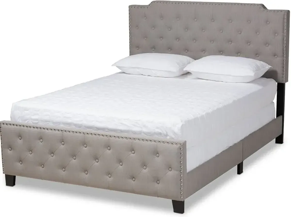 Contemporary Gray Queen Upholstered Bed - Katey