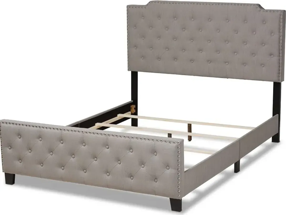 Contemporary Gray Queen Upholstered Bed - Katey