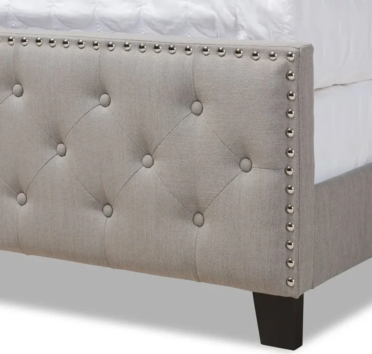 Contemporary Gray Queen Upholstered Bed - Katey