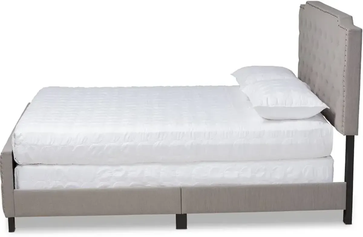 Contemporary Gray Queen Upholstered Bed - Katey