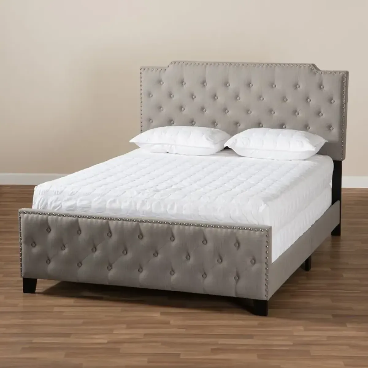 Contemporary Gray Queen Upholstered Bed - Katey