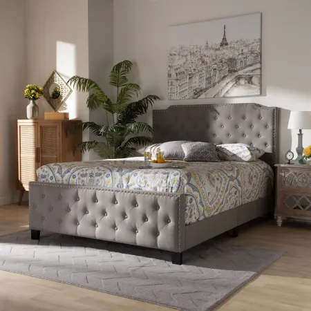 Contemporary Gray Queen Upholstered Bed - Katey