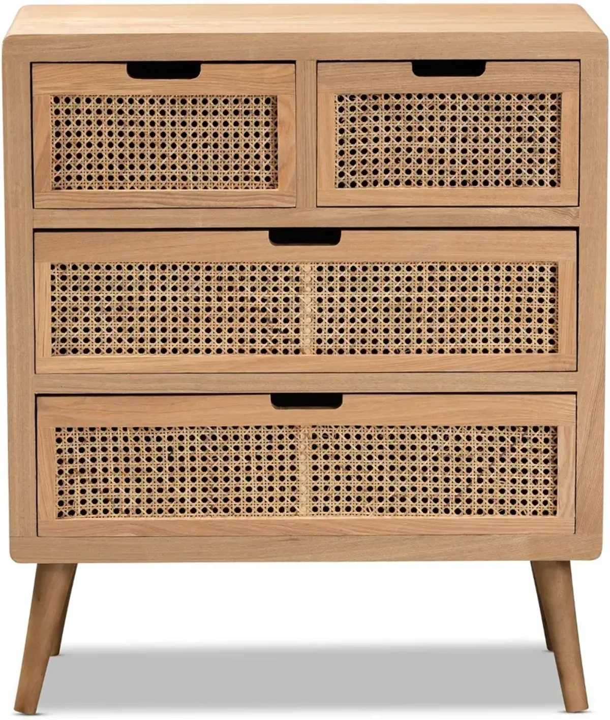 Mid Century Modern Rattan 4-Drawer Accent Chest - Trudi