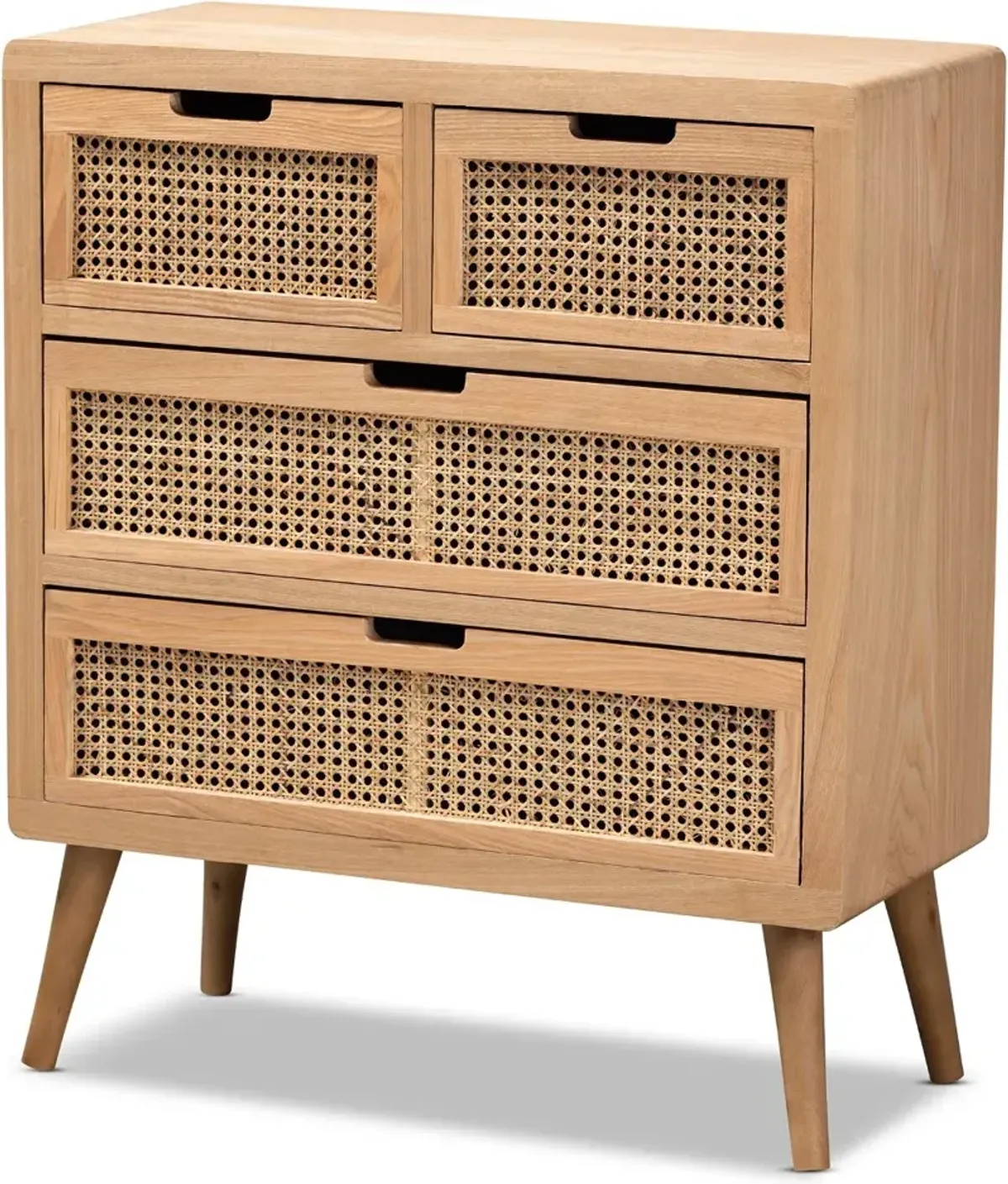 Mid Century Modern Rattan 4-Drawer Accent Chest - Trudi