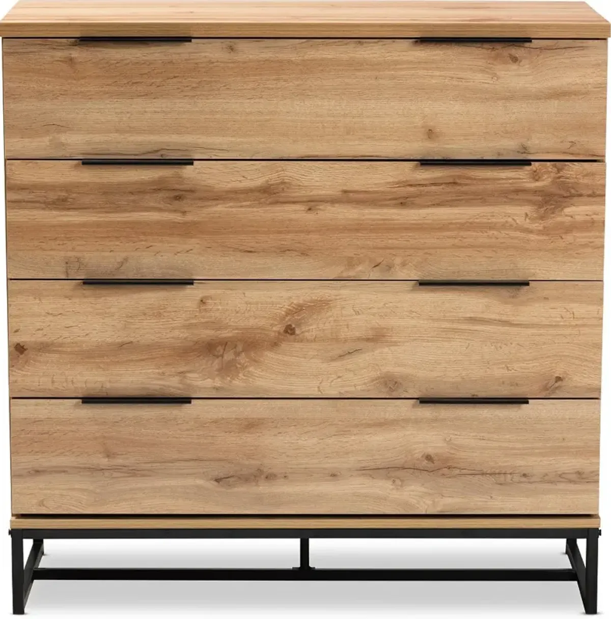 Industrial Modern Oak 4-Drawer Dresser - Candi