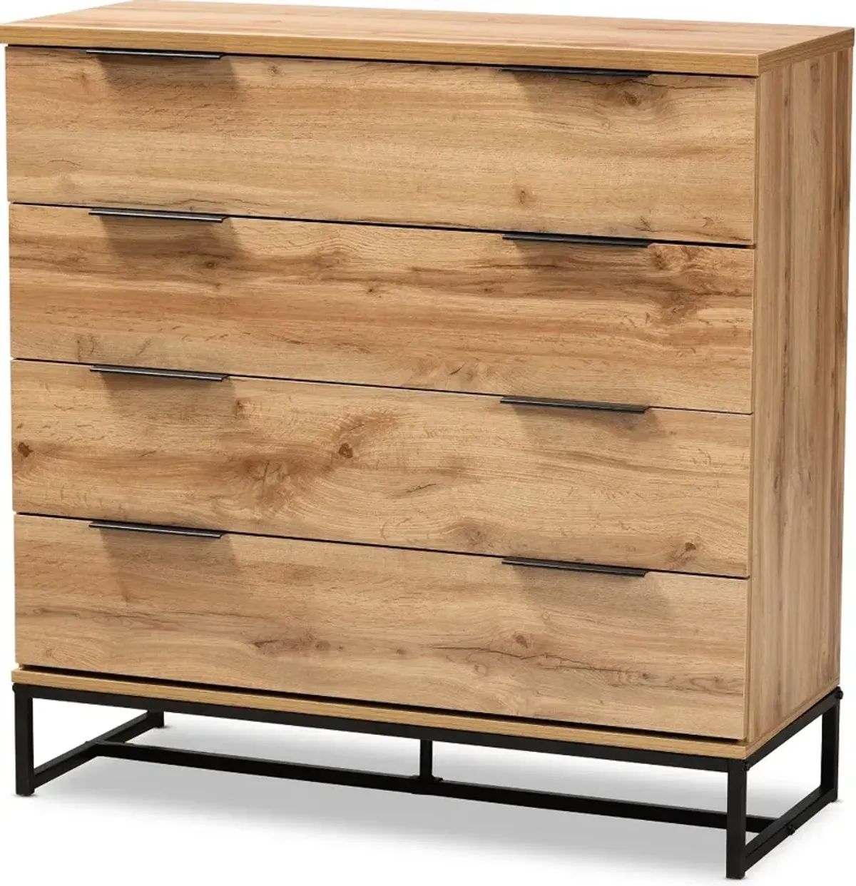 Industrial Modern Oak 4-Drawer Dresser - Candi