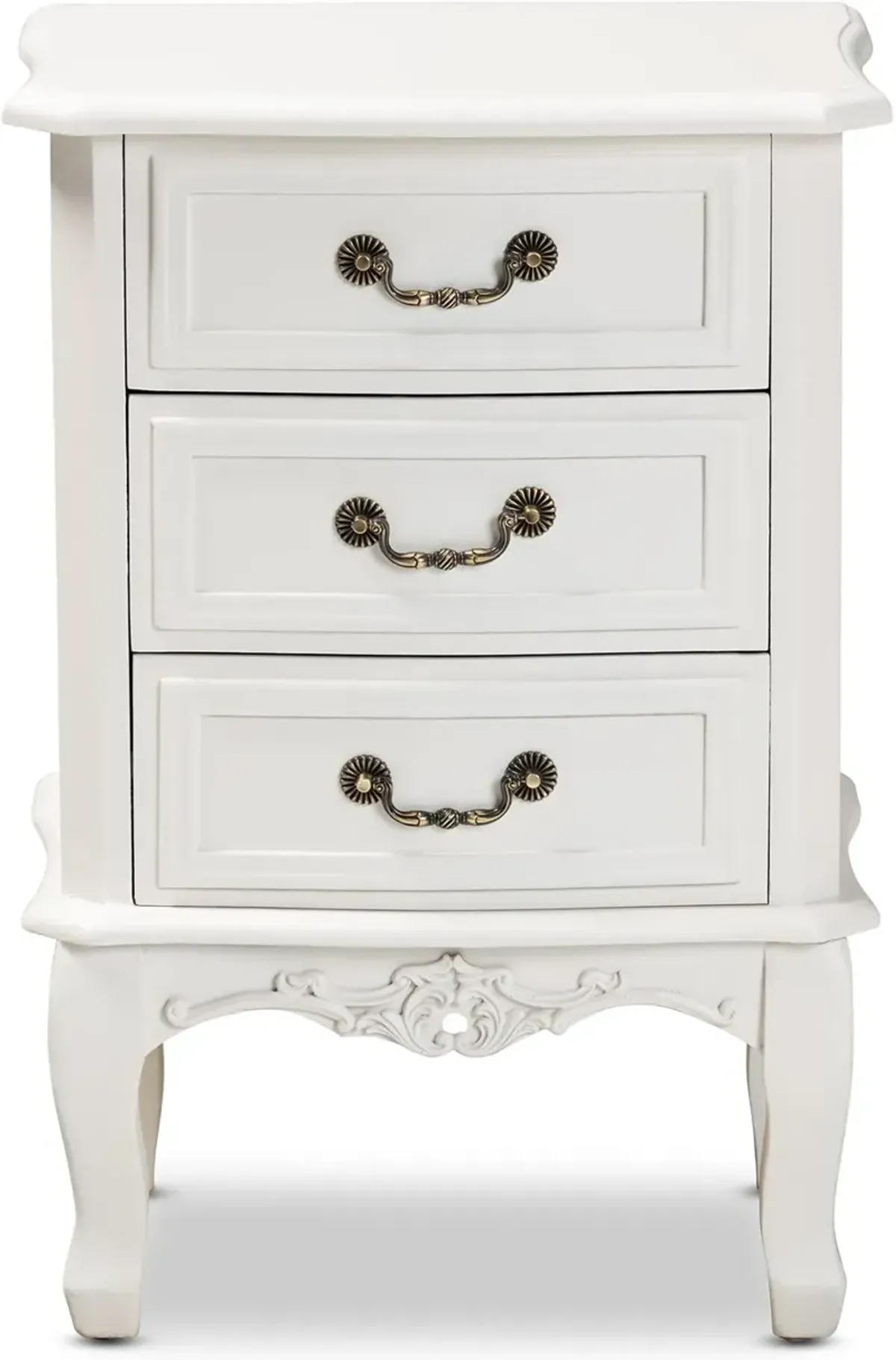 French Country White 3-Drawer Nightstand - Bess