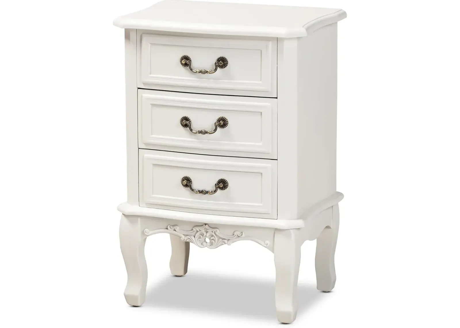 French Country White 3-Drawer Nightstand - Bess