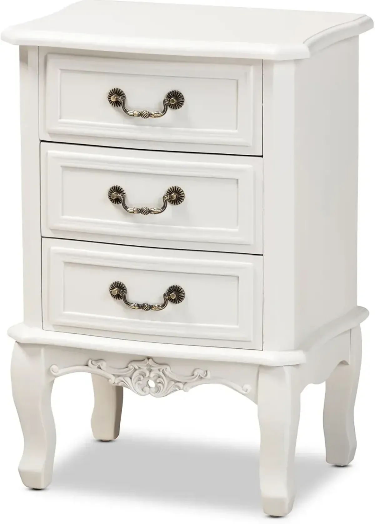 French Country White 3-Drawer Nightstand - Bess