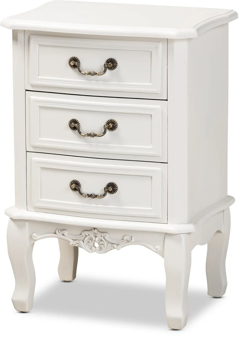 French Country White 3-Drawer Nightstand - Bess