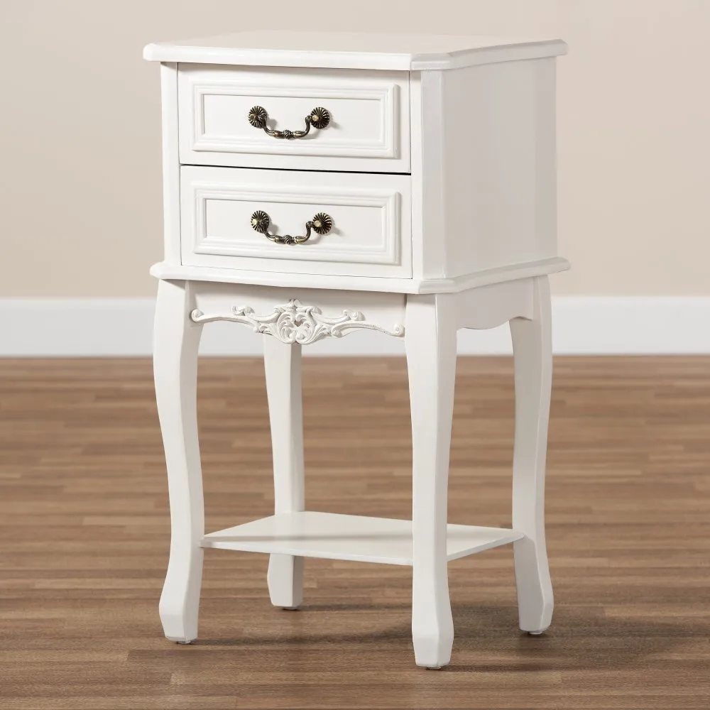 French Country White 2-Drawer Nightstand - Bess