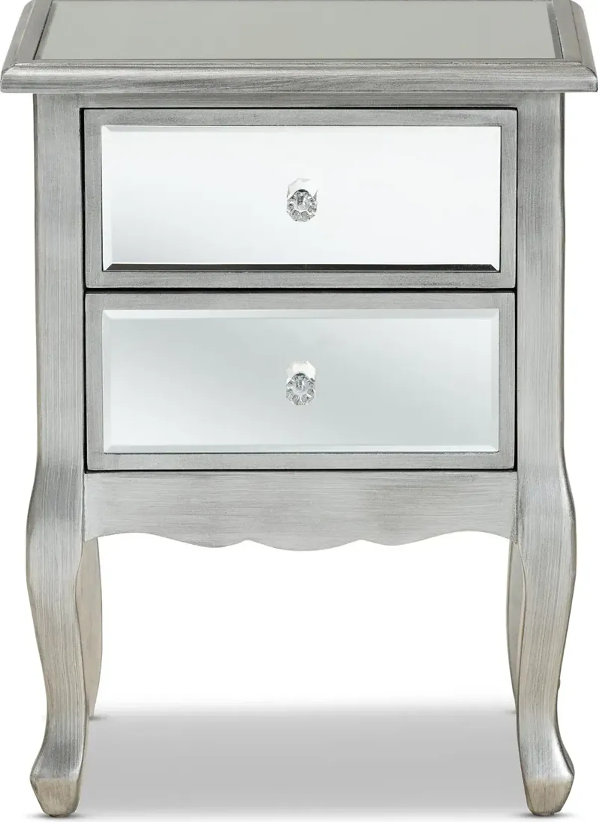 Traditional Silver and Mirrored Nightstand - Patrice