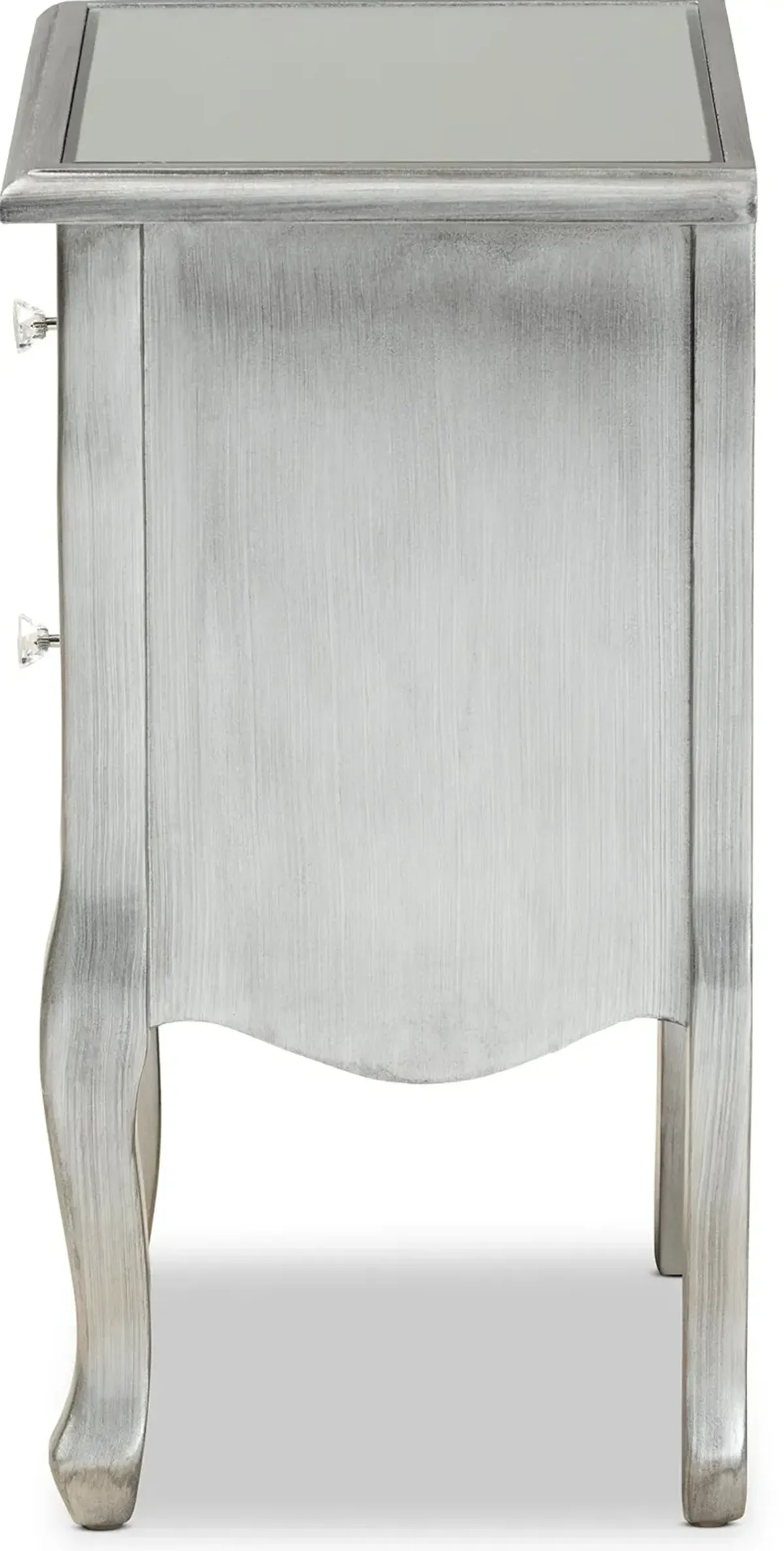 Traditional Silver and Mirrored Nightstand - Patrice