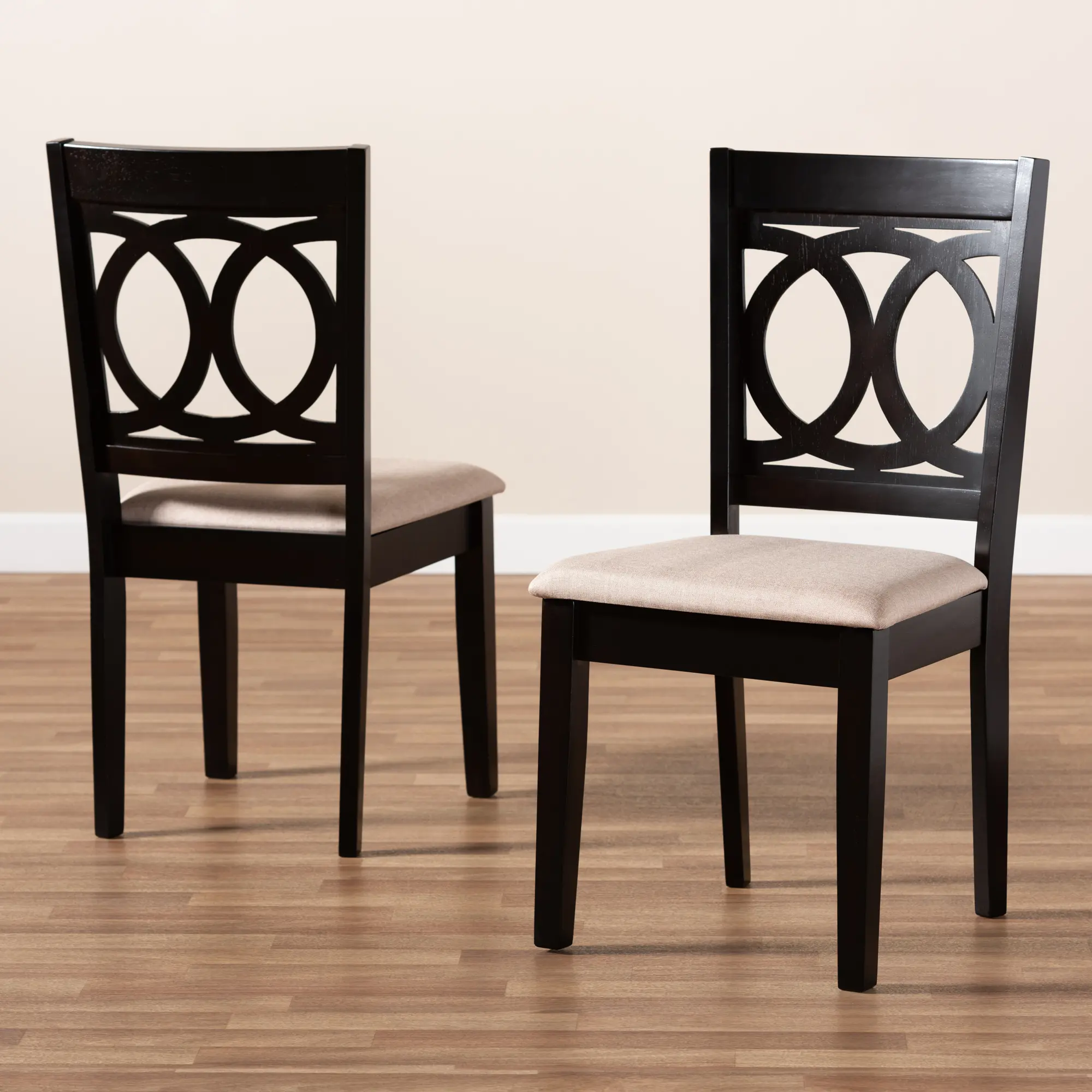 Delano Dark Brown and Sand Upholstered Dining Room Chair (Set of 2)