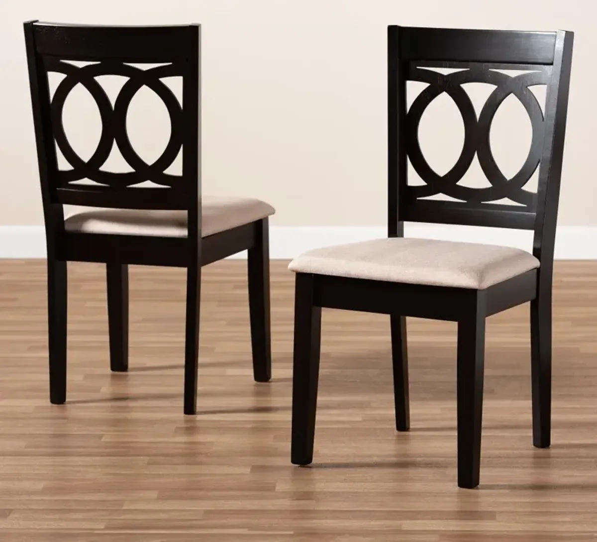 Delano Dark Brown and Sand Upholstered Dining Room Chair (Set of 2)