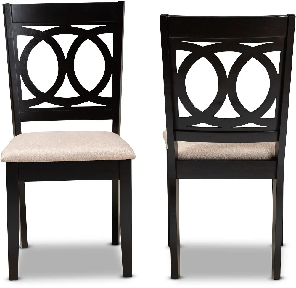 Delano Dark Brown and Sand Upholstered Dining Room Chair (Set of 2)