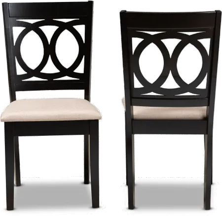 Delano Dark Brown and Sand Upholstered Dining Room Chair (Set of 2)