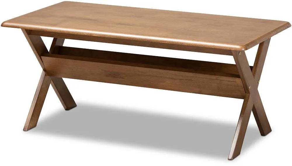 Modern Walnut Rectangular Wood Coffee Table - Jerri