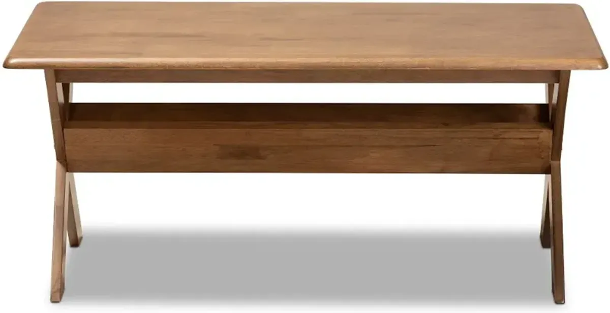 Modern Walnut Rectangular Wood Coffee Table - Jerri