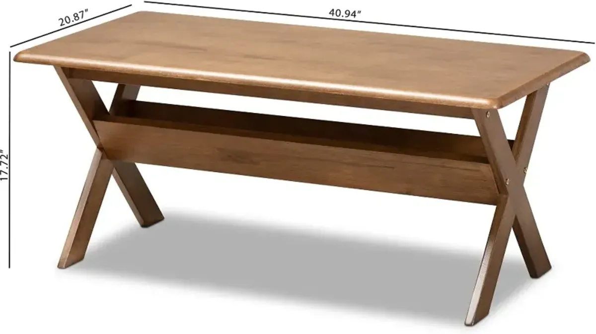 Modern Walnut Rectangular Wood Coffee Table - Jerri