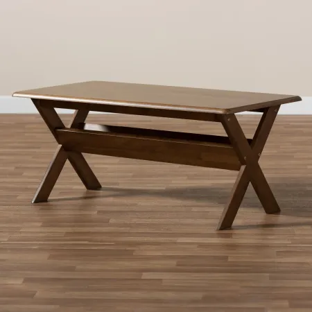 Modern Walnut Rectangular Wood Coffee Table - Jerri