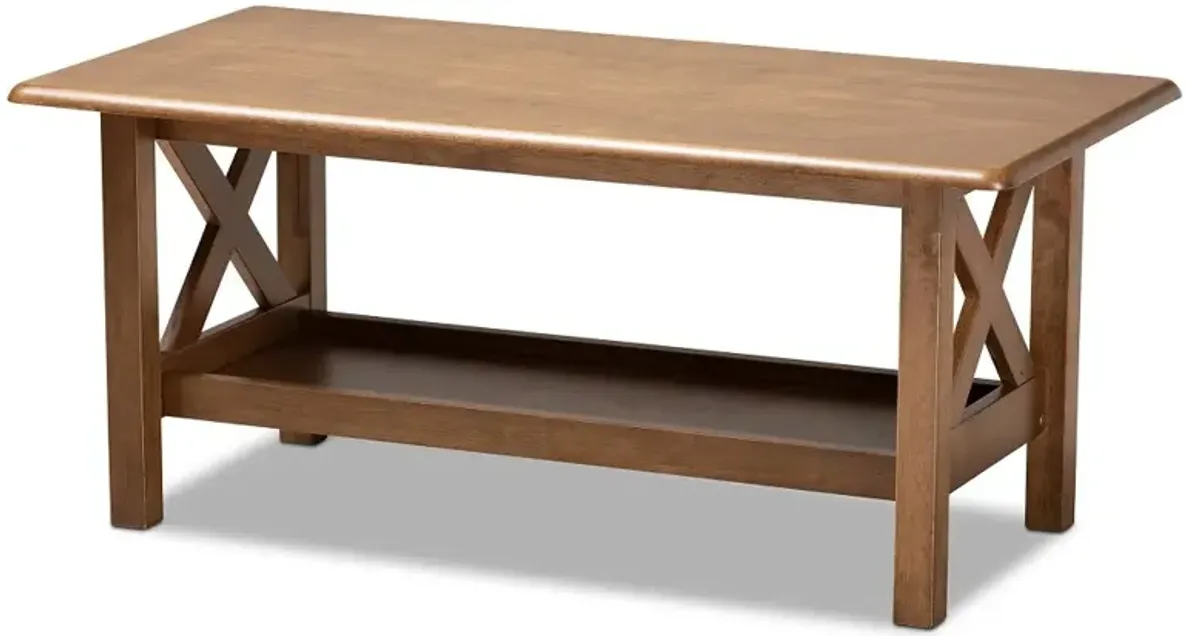 Traditional Walnut Rectangular Wood Coffee Table