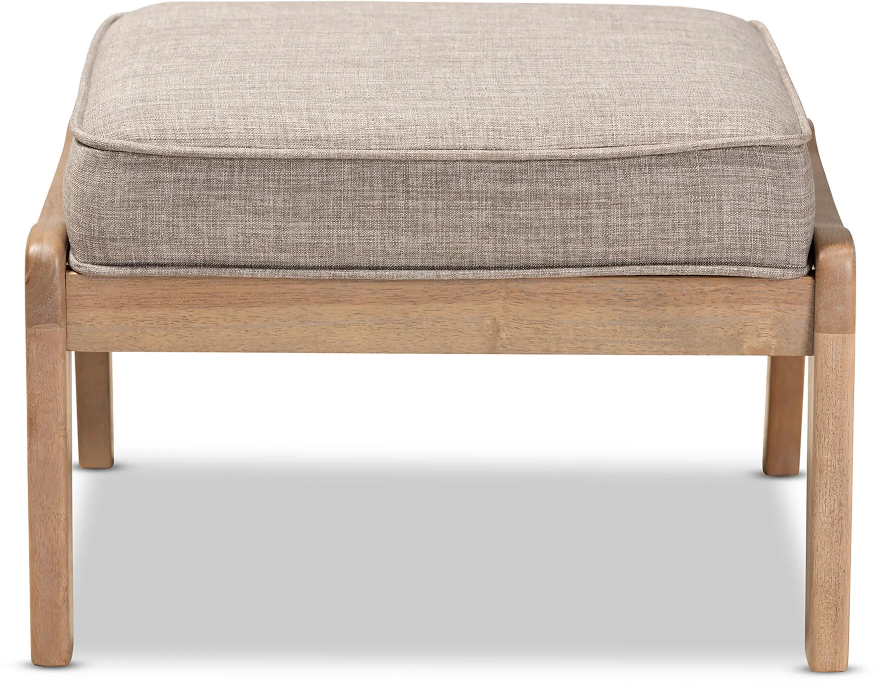 Mid Century Modern Light Gray Upholstered Ottoman - Petra