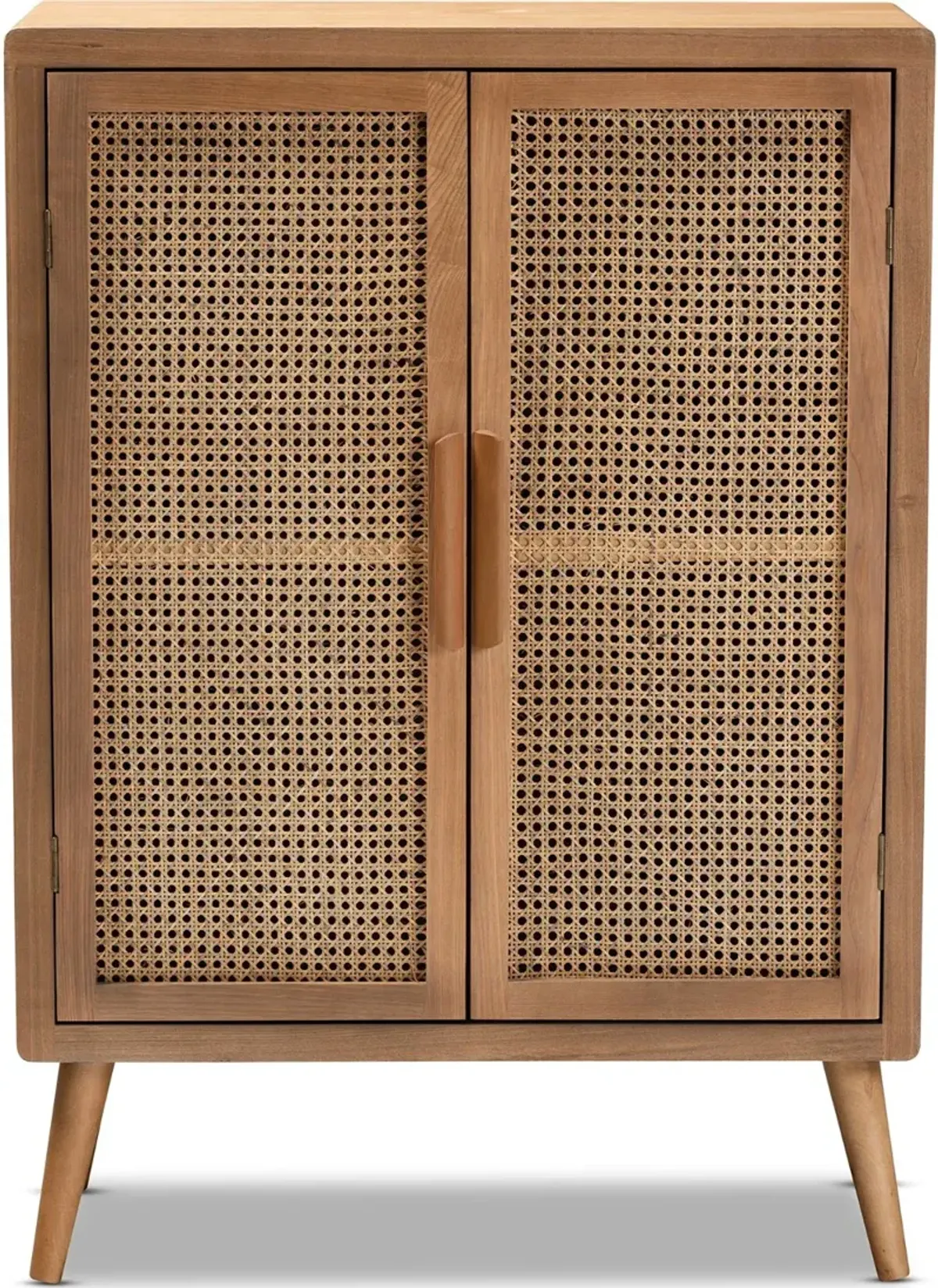 Mid Century Modern Rattan 2 Door Accent Cabinet - Trudi