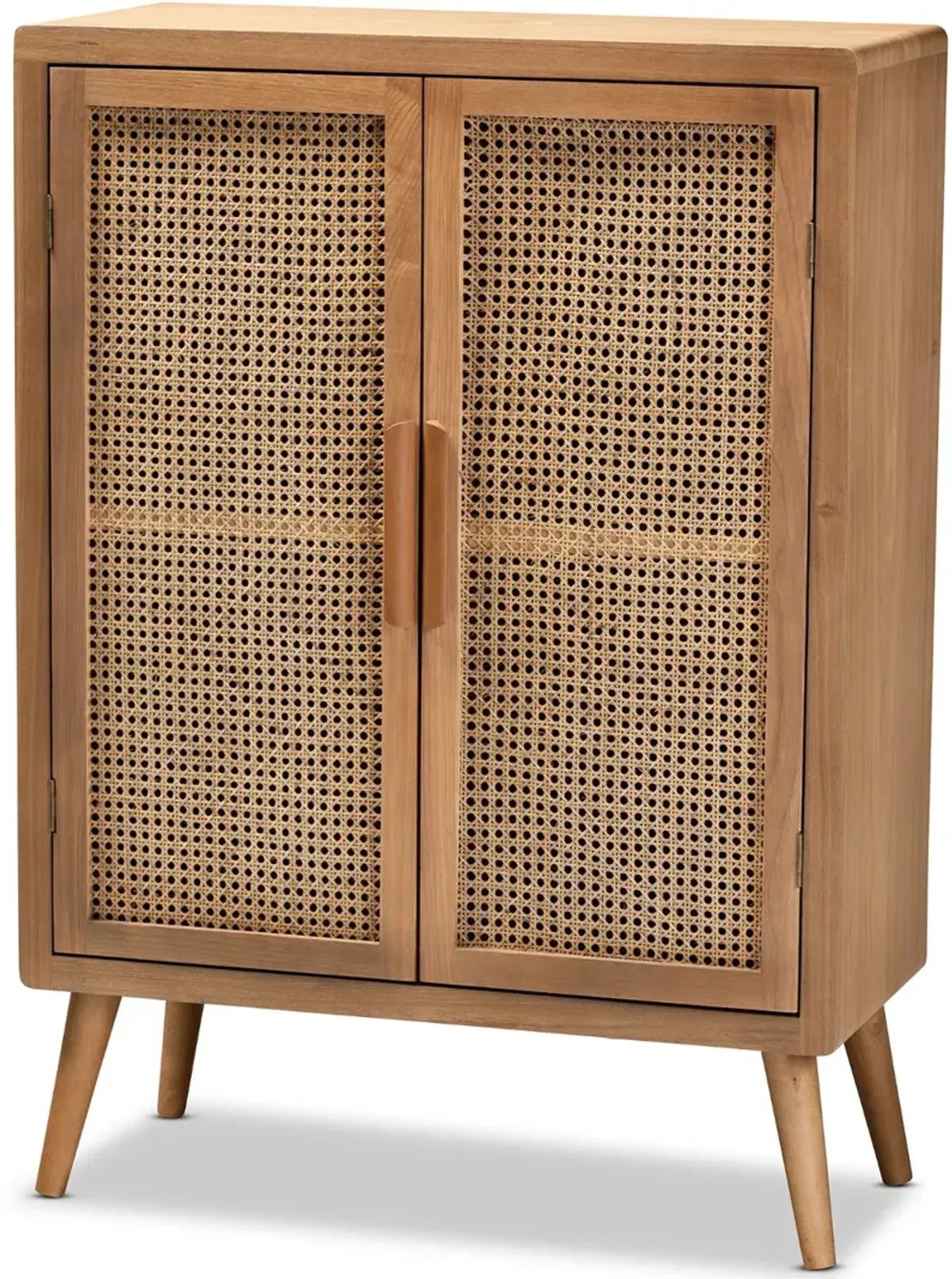 Mid Century Modern Rattan 2 Door Accent Cabinet - Trudi