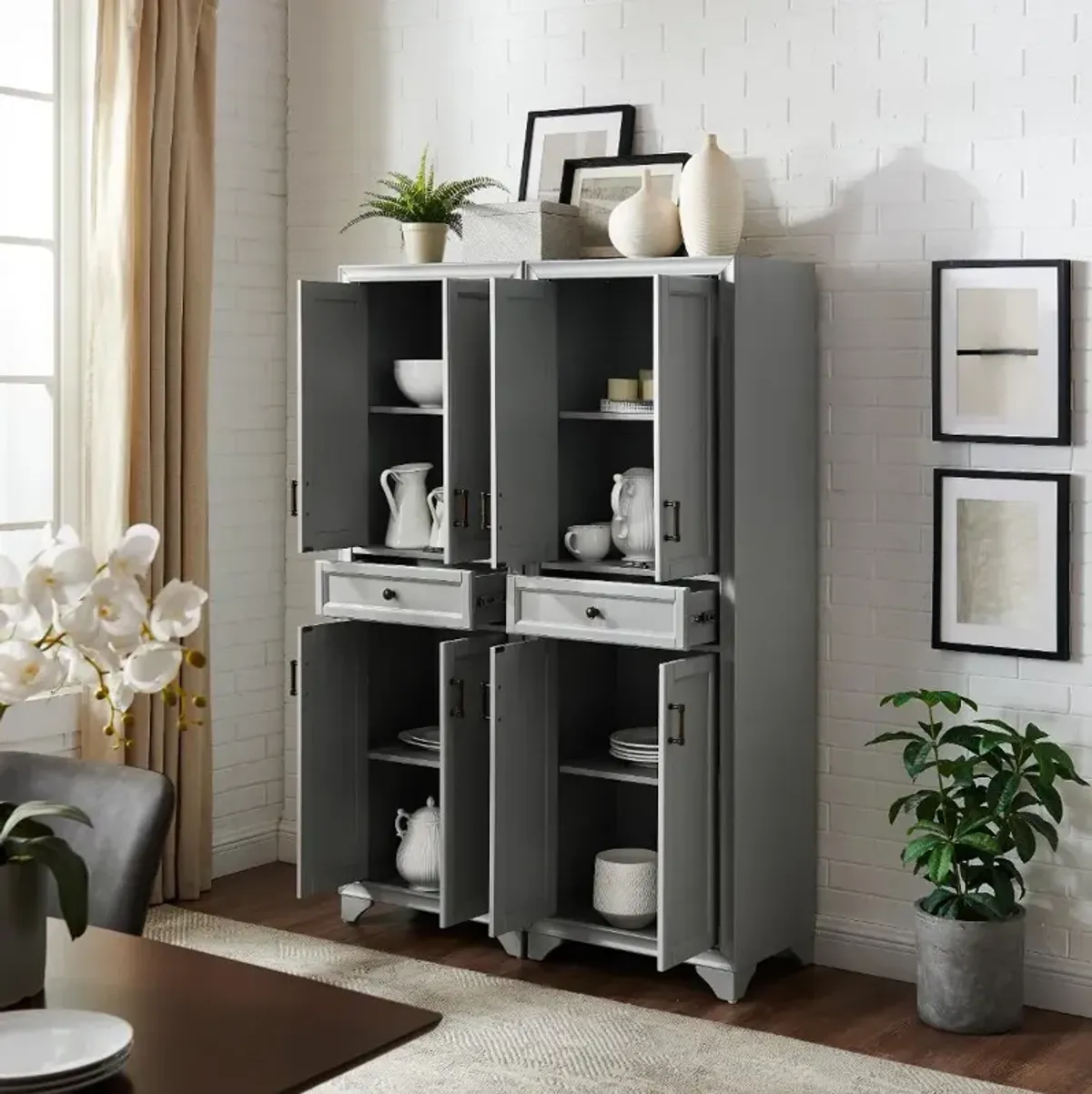 Tara Distressed Gray 2 Piece Pantry Set