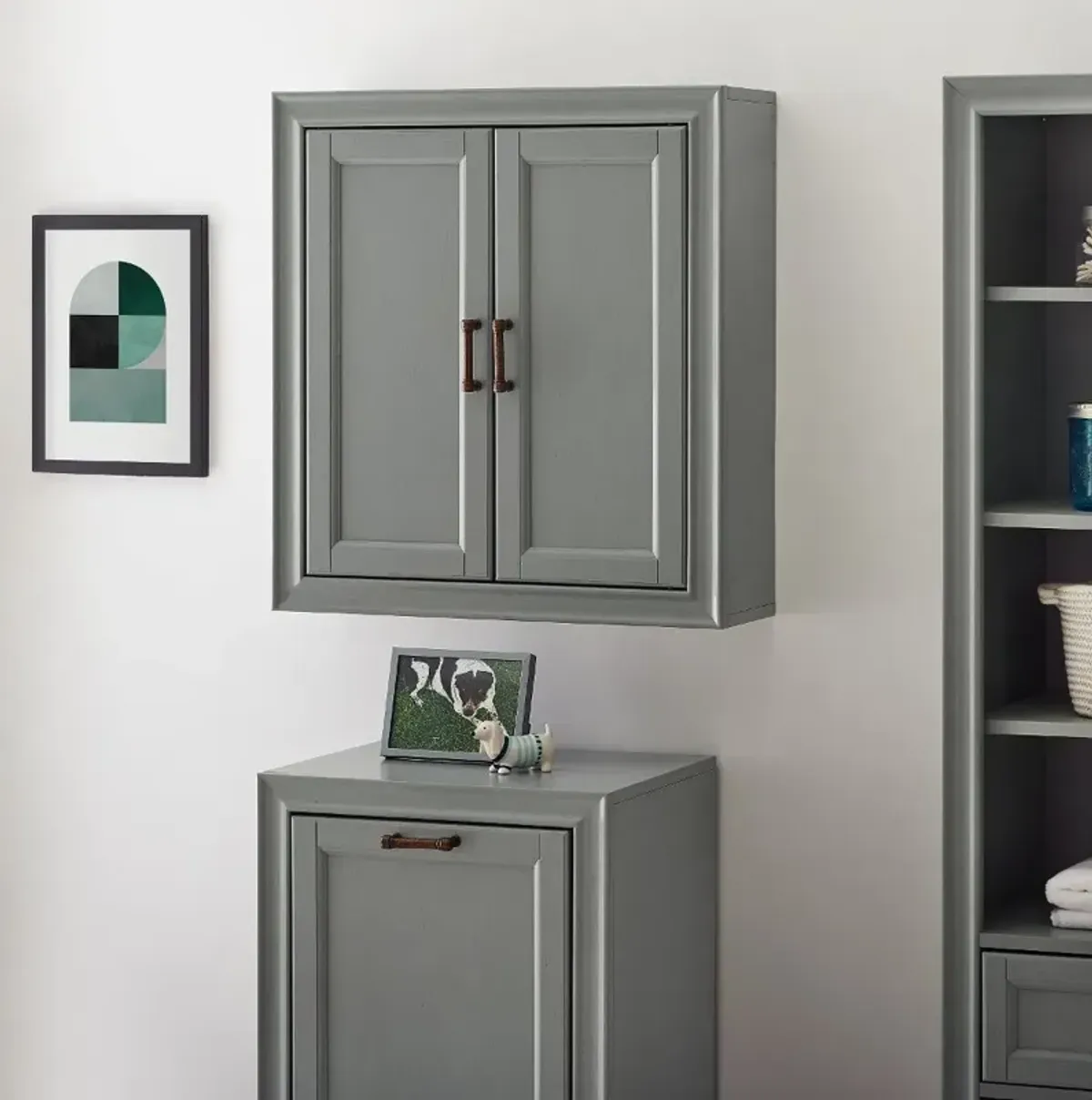 Tara Cottage Gray Wall Cabinet